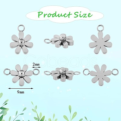 12Pcs 430 Stainless Steel Small Flower Connector Charms & Pendants JX240A-1