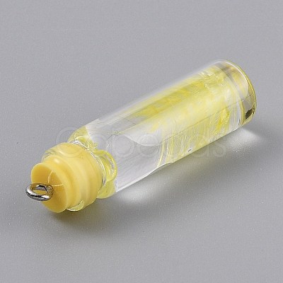 Transparent Glass Bottle Pendant Decorations EGLA-B002-01A-1