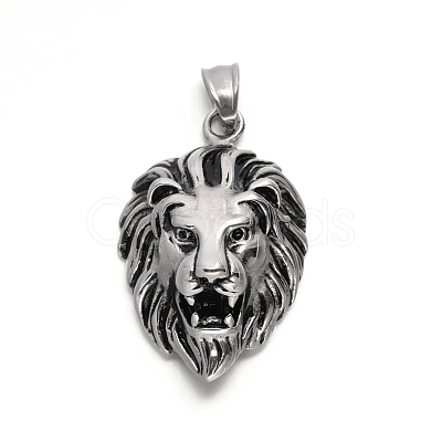 Lion Retro 304 Stainless Steel Pendants STAS-F011-38-1