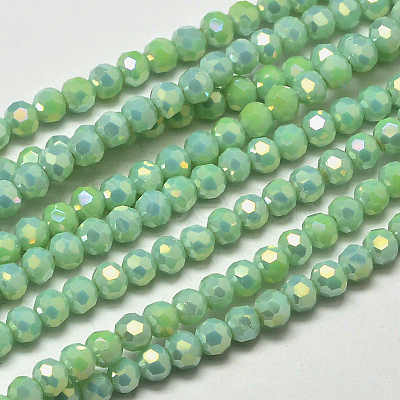 Faceted Round Full Rainbow Plated Electroplate Glass Beads Strands EGLA-J130-FR02-1