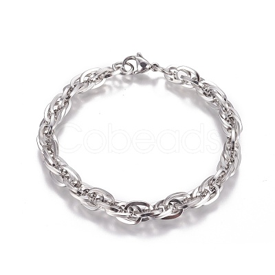 Tarnish Resistant 304 Stainless Steel Rope Chain Bracelets BJEW-I274-07S-1