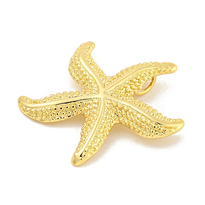 Rack Plating Starfish Brass Pendants KK-K341-65G-1