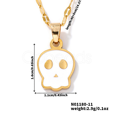 Cute Halloween Stainless Steel Skull Pendant Necklaces for Unisex RT1266-1