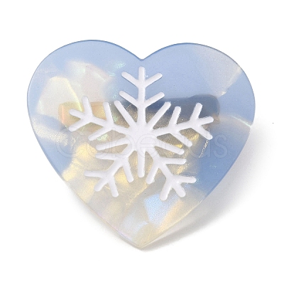 Heart with Snowflake Cellulose Acetate(Resin) Alligator Hair Clips PHAR-Q120-02C-1