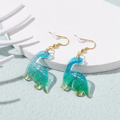 Acrylic Dinosaur Pendants Dangle Earrings EJEW-JE04581-1