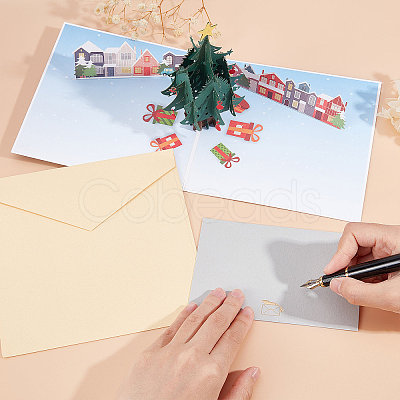 Rectangle 3D Christmas Trees Pop Up Paper Greeting Card AJEW-WH0289-25-1