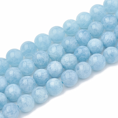 Dyed & Heated Natural Chalcedony Imitation Aquamarine Round Beads for DIY Bracelet Making Kit DIY-SZ0006-88B-1