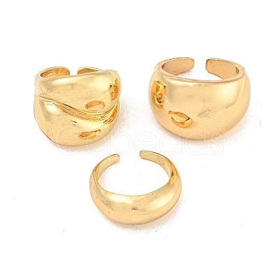 3Pcs Alloy Open Cuff Rings Kit for Women RJEW-K260-04G-1