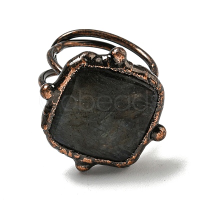 Natural Labradorite Adjustable Rings RJEW-K269-02R-1