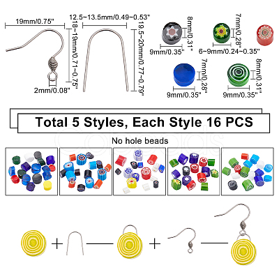 PandaHall Elite 80Pcs Microwave Kiln Hot Melt Glass  Earring DIY Making Kit DIY-PH0005-97-1