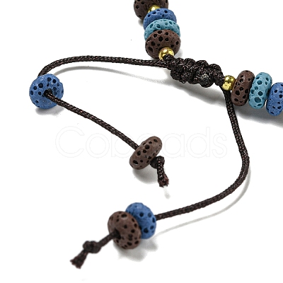 Dyed Natural Lava Rock Rondelle Braided Bead Bracelets BJEW-Z026-01A-1