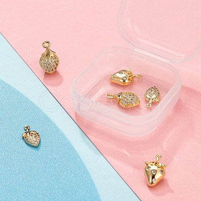 6Pcs Brass Micro Pave Clear Cubic Zirconia Charms KK-LS0001-41-1