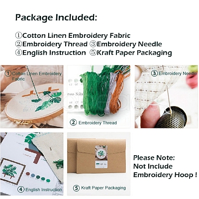 Plant Pattern DIY Embroidery Beginner Kit DIY-P077-023-1