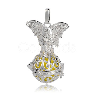 Silver Color Plated Brass Hollow Round Cage Pendants KK-J250-15S-1