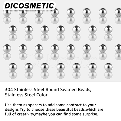 DICOSMETIC 2000Pcs 304 Stainless Steel Round Seamed Beads STAS-DC0015-42-1