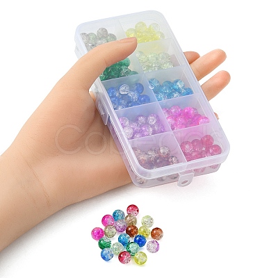 200Pcs 10 Colors Baking Painted Crackle Glass Bead Strands CCG-YW0001-17-1