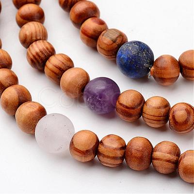 Wood Beaded Necklaces NJEW-JN01625-1