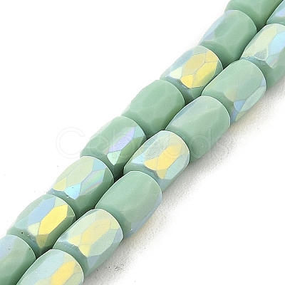 Frosted Imitation Jade Glass Beads Strands GLAA-P058-07B-10-1