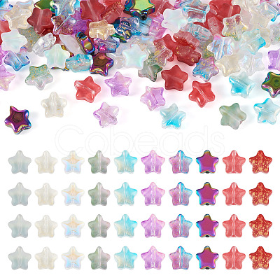 Pandahall 100Pcs 10 Styles Transparent Glass Beads GLAA-TA0001-65-1