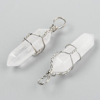 Natural Quartz Crystal Double Terminated Pointed Pendants G-J062-05P-1