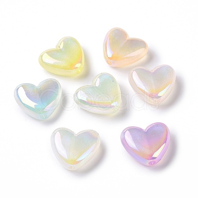 UV Plating Rainbow Iridescent Luminous Acrylic Beads OACR-E010-10-1