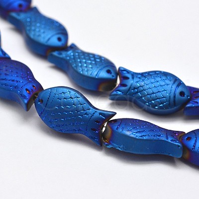 Full Plated Frosted Electroplate Glass Fish Beads Strands X-EGLA-M001-B02-1