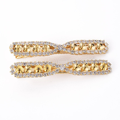 Brass Micro Pave Clear Cubic Zirconia Alligator Hair Clip Findings MAK-T008-01G-NF-1