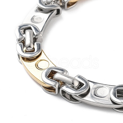 PVD Vacuum Plating 201 Stainless Steel Oval Link Chain Necklace & Bracelets Set SJEW-G083-16GP-1