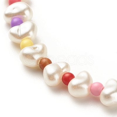 ABS Plastic  Pearl Beaded Anklets with Round Acrylic Beads for Women AJEW-AN00499-1