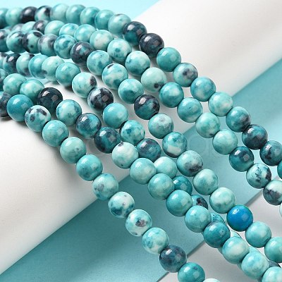 Synthetic Ocean White Jade Beads Strands G-L019-6mm-17-1