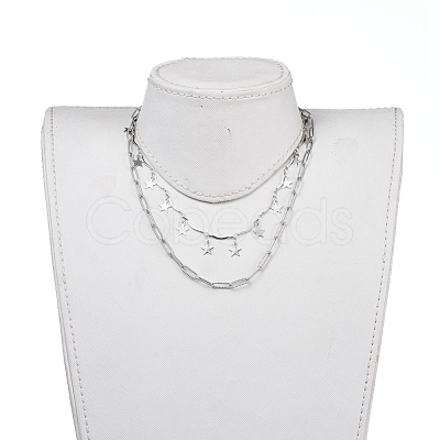 Non-Tarnish 304 Stainless Steel Chain Tiered Necklaces NJEW-JN02828-1