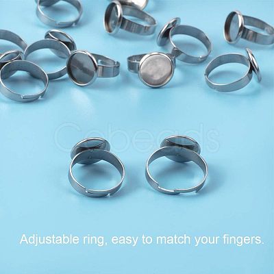 Unicraftale Adjustable 304 Stainless Steel Finger Rings Components STAS-UN0001-10-1