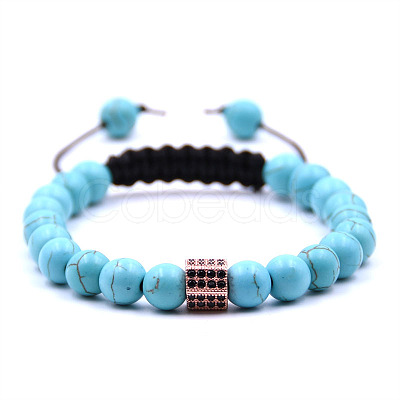 Synthetic Turquoise Braided Bead Bracelets TW4699-2-1