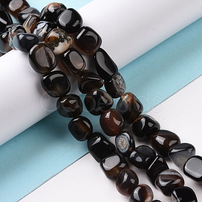 Natural Black Agate Beads Strands G-A208-04-1