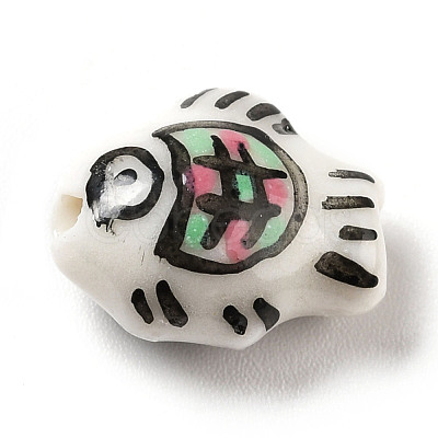 Handmade Printed Porcelain Beads PORC-F005-03A-1