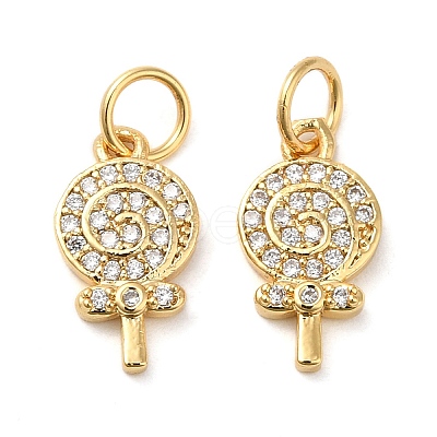 Rack Plating Brass Micro Pave Clear Cubic Zirconia Pendants KK-K349-14G-1