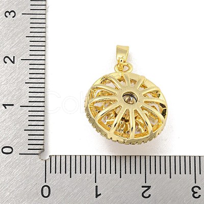 Rack Plating Brass Cubic Zirconia Pendants KK-M291-01G-1