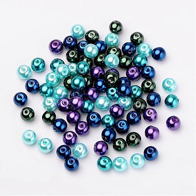 Ocean Mix Pearlized Glass Pearl Beads HY-X006-8mm-11-1