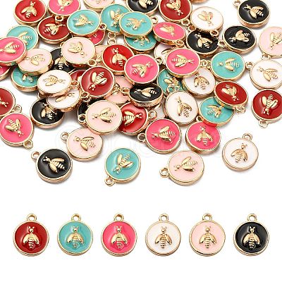 60Pcs 6 Colors Alloy Enamel Pendants ENAM-CJ0002-49-1