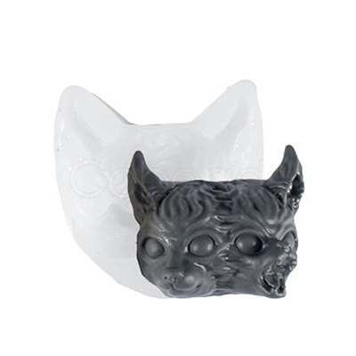 Halloween Double Devil Cat Heads DIY Candlestick Silicone Molds SIMO-B002-14-1