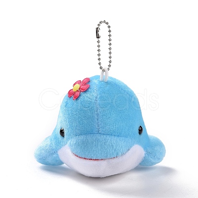 PP Cotton Mini Animal Plush Toys Dolphin Pendant Decoration HJEW-C002-01C-1