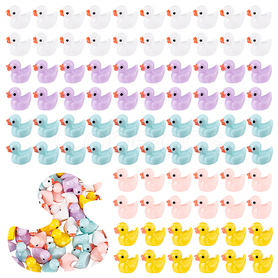 PandaHall Elite 100Pcs 5 Colors Mini Resin Ducks DJEW-PH0001-19-1