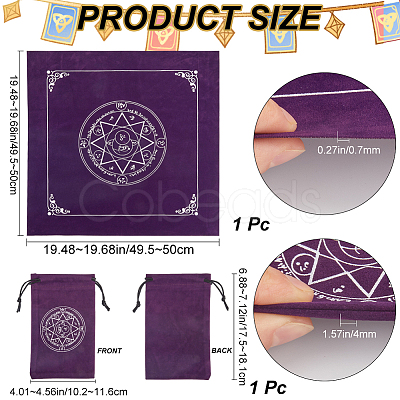 Star Pattern Square Velvet Tarot Tablecloth for Divination AJEW-WH0470-82C-1