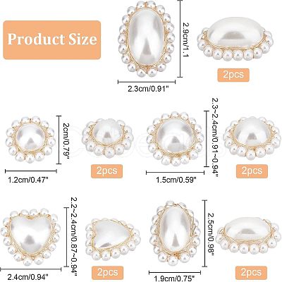 Nbeads 10Pcs 5 Style ABS Plastic Imitation Pearl Pendants FIND-NB0002-48-1