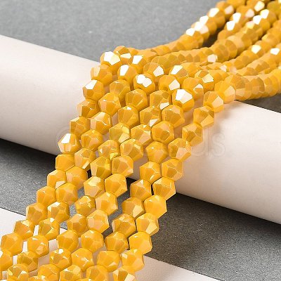 Opaque Solid Color Electroplate Glass Beads Strands GLAA-F029-P4mm-A04-1