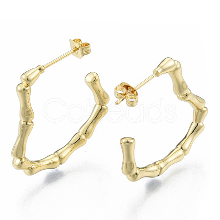 Bamboo Joint Ring Brass Stud Earring for Women EJEW-N011-102-1