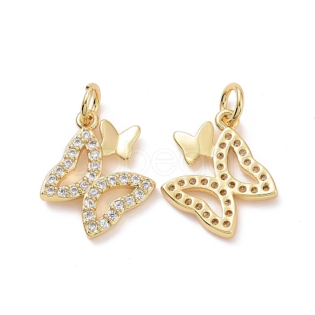 Brass Micro Pave Clear Cubic Zirconia Charms ZIRC-F134-15G-1
