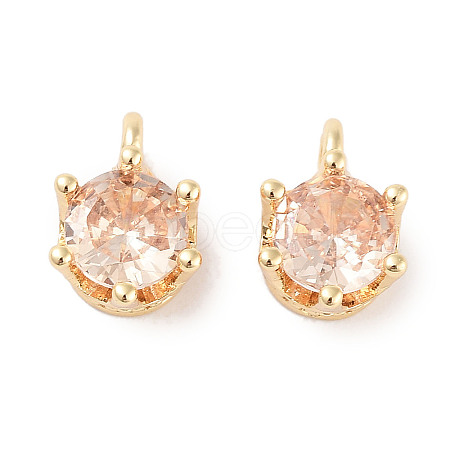 Brass Micro Pave Cubic Zirconia Charms KK-C051-39G-01-1