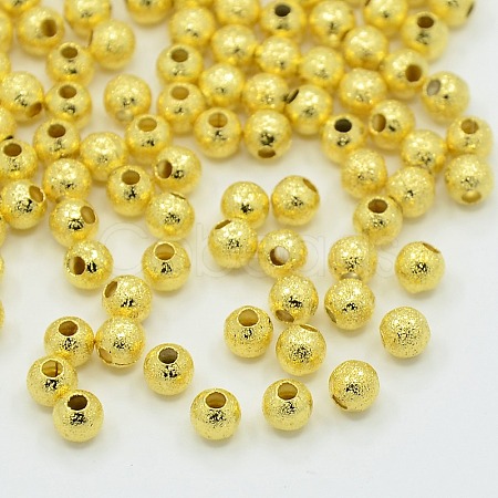 4mm Golden Color Brass Round Spacer Textured Beads X-EC247-G-1