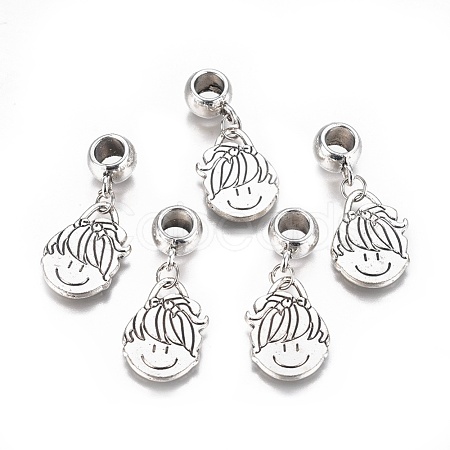 Antique Silver Plated Alloy European Dangle Charms MPDL-L028-04AS-1